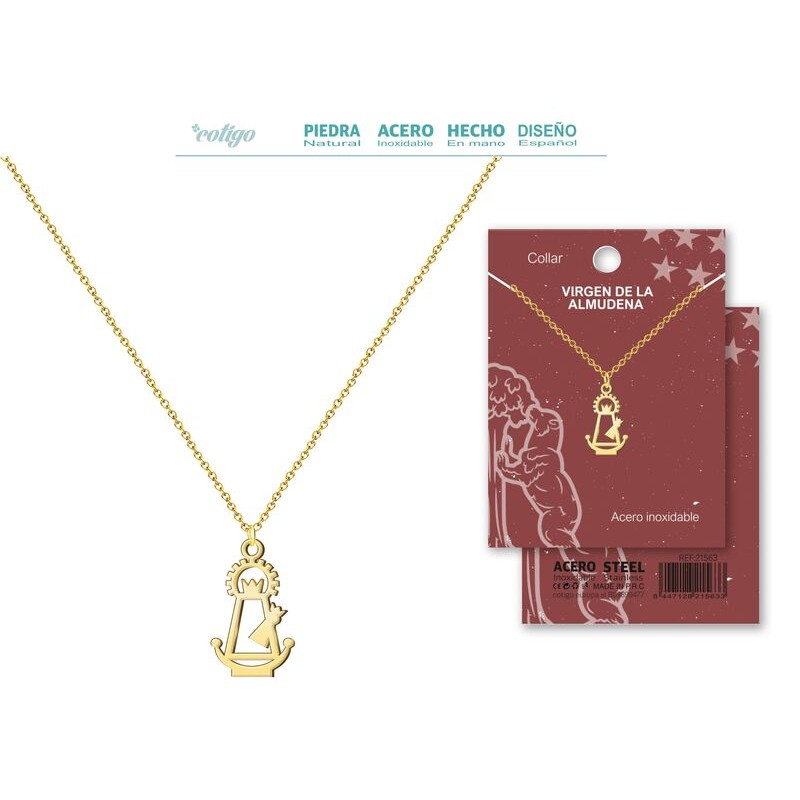 Colgante Virgen Almudena en Acero Dorado  - Provincias (Madrid)